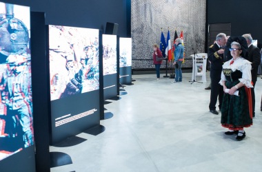 Backlit panels of the exhibition