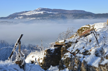 Vue sur le Grand Ballon depuis la Roche Sermet