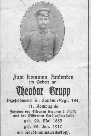 Sterbebild de Theodor Grupp